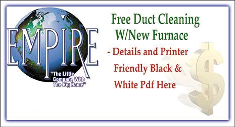 Free duct cleaning with any new furnace installation