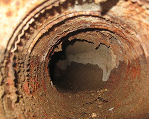 Air duct corrosion occurs when the ducts are wet from condensation dripping