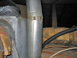 Broken venting flues in the attic can kill. Air conditioning service and Heating service.