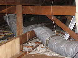 Even air ducts this bad can be fixed. Air conditioning service and Heating service.