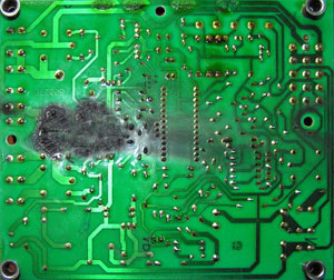 Most circuit boards only show the burnt section once they are removed from the air conditioner or the furnace