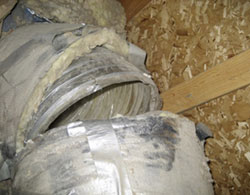 Broken furnace duct needs duct repair. Duct testing heating systems