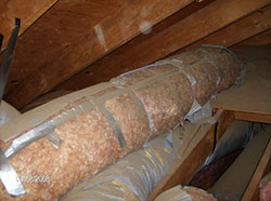 Air duct serving furnace lost its vapor barrier. Duct testing heating systems
