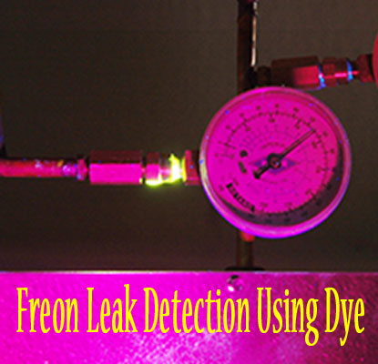 Freon leak detection using the dye method