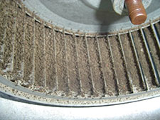 Furnace fanmotors with dirty blower wheels do not move enough air for home air conditioners to operate properly
